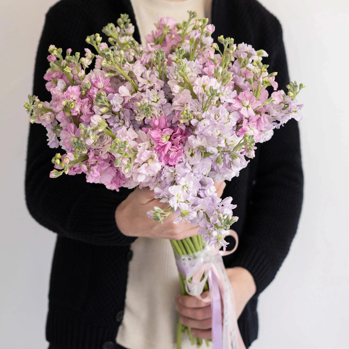 Bouquet with 40 stock light pink and lilac