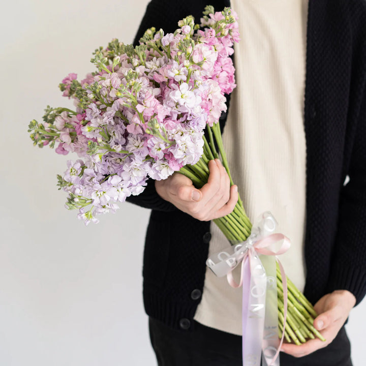 Bouquet with 40 stock light pink and lilac