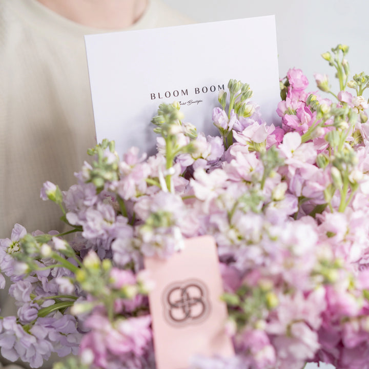 Bouquet with 40 stock light pink and lilac