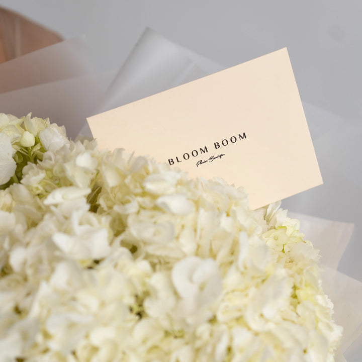 Bouquet with white hydrangea flowers