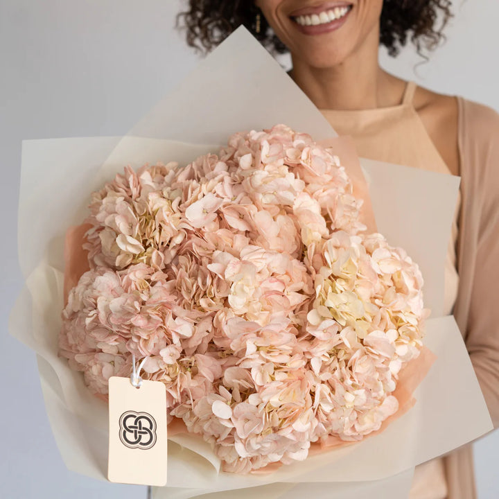 Bouquet with light pink hydrangea flowers Small