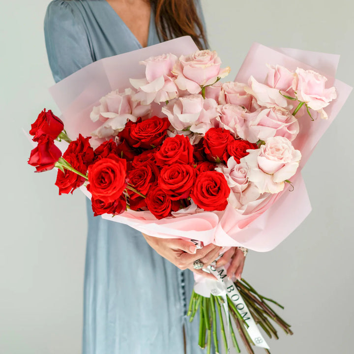 Bouquet "Rose Harmony" with pink and red roses