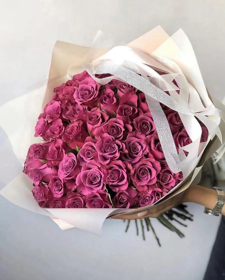 Bouquet of 50 pink roses