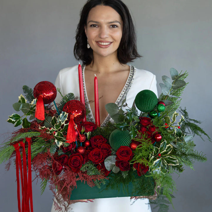 Flower box "Traditional floral Christmas Wooden"