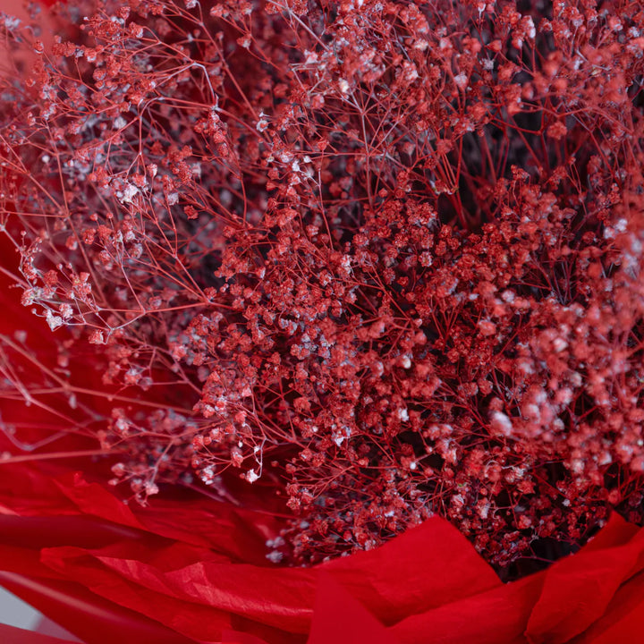 Bouquet 15 red giant baby breath flowers