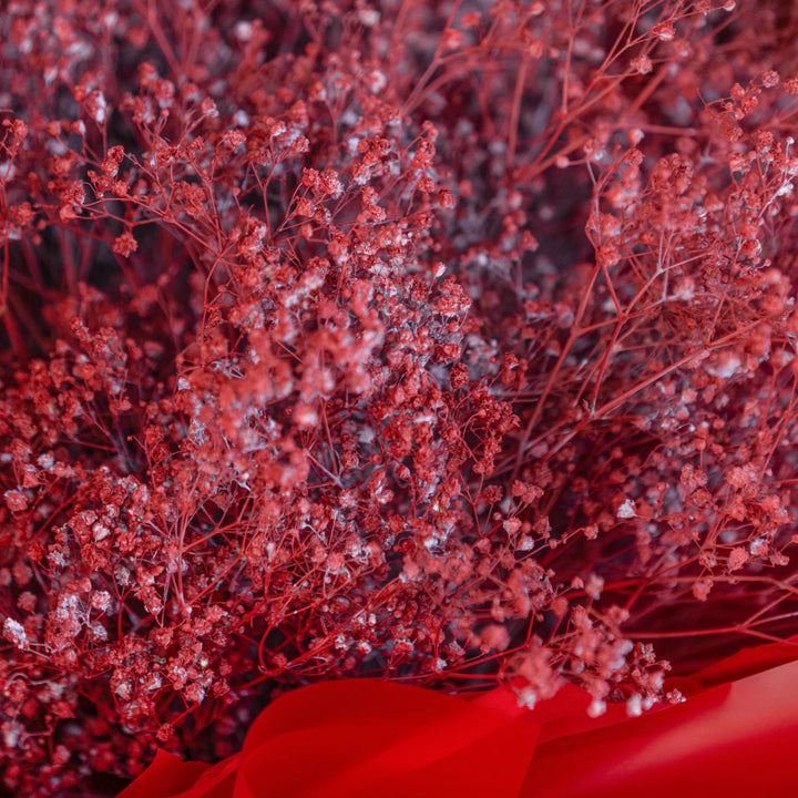 Bouquet 15 red giant baby breath flowers