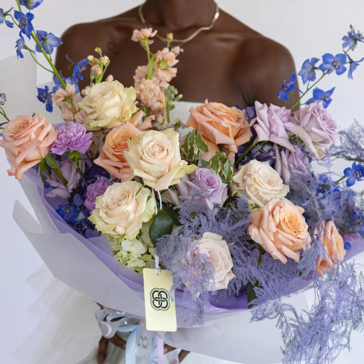 Peachy Ice Small Bouquet with roses and hydrangea