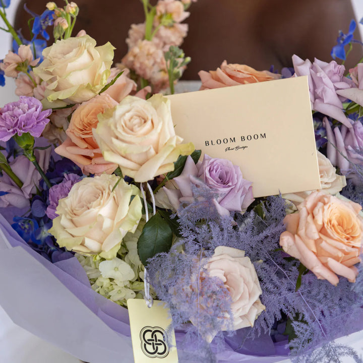 Peachy Ice Small Bouquet with roses and hydrangea