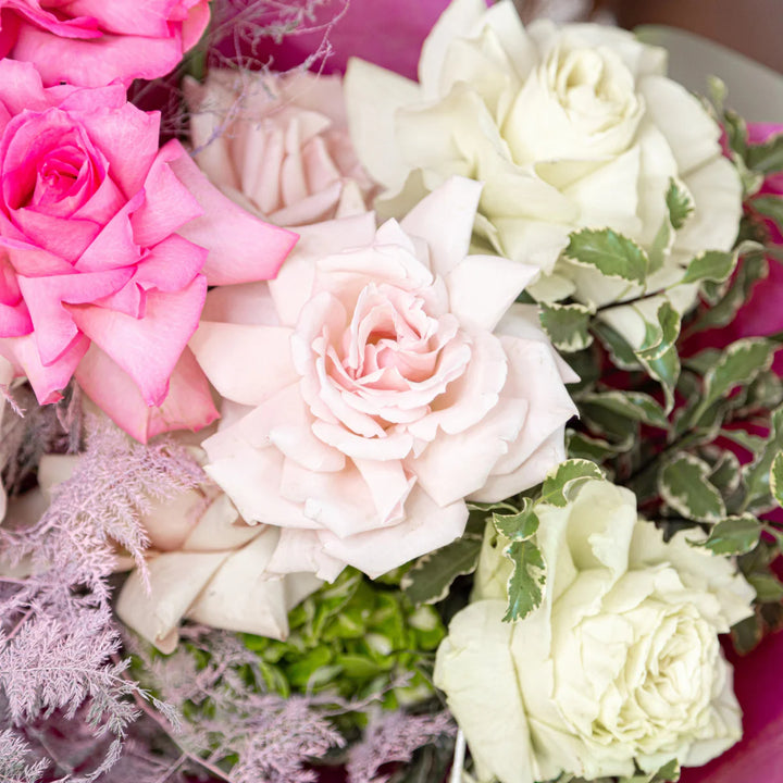 Strawberry Mojito Simple Bouquet with hydrangeas and roses