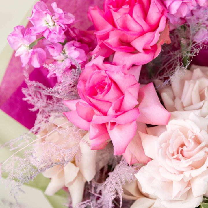 Strawberry Mojito Simple Bouquet with hydrangeas and roses