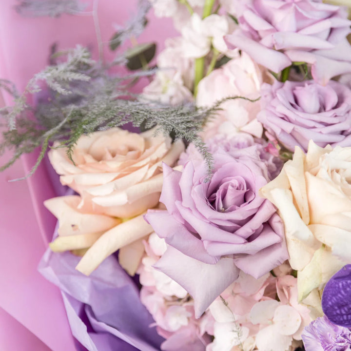 Small bouquet "Lilac ice-cream" with hydrangea rose carnation