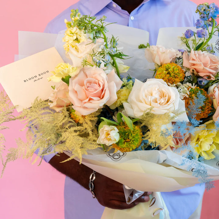 Small bouquet "Lovely" with roses and tulips