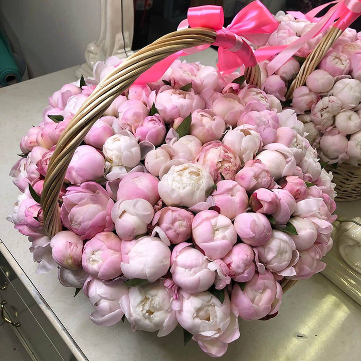 Basket of 100 peonies